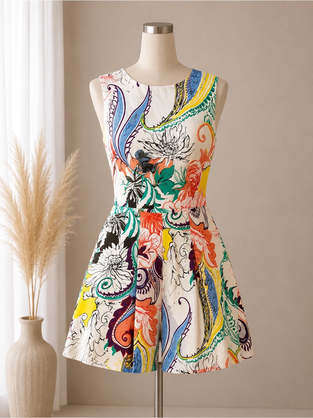 Saks Fifth Avenue White Multi Floral Paisley Romper